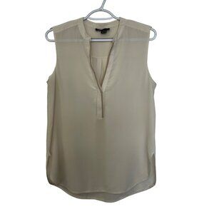 Vince Womens 100% Silk Popover Sleeveless Top Blouse Size 8 Ivory Classic Office